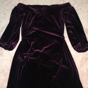 Maroon off the shoulder dress